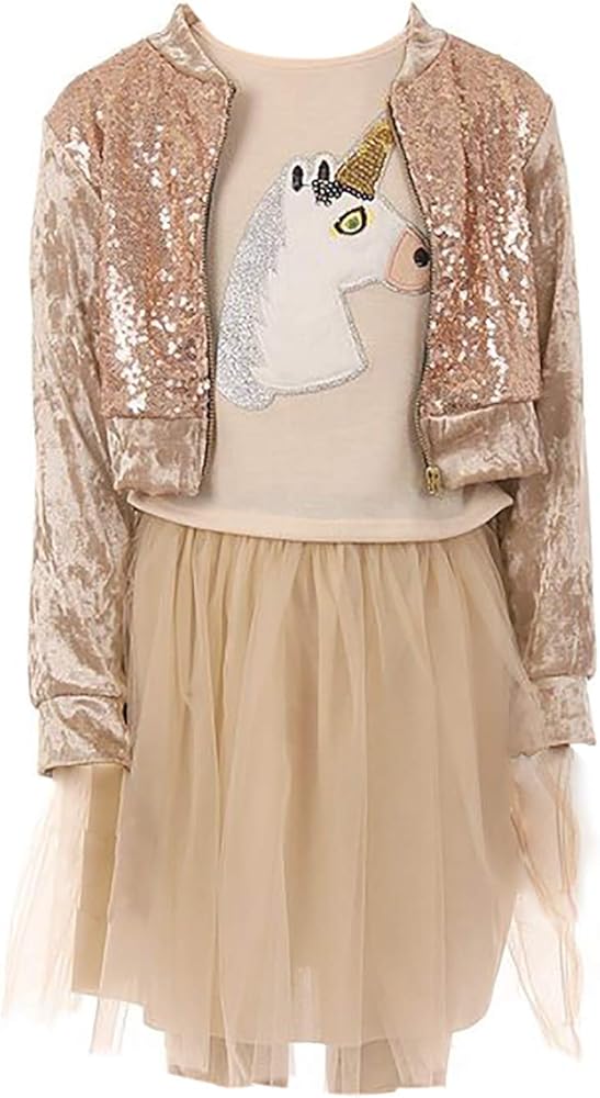 3 Pieces Combo Tank Top & Sequin Jacket & Tulle Skirt