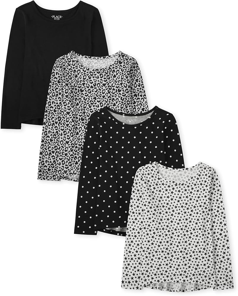 The Children's Place girls Long Sleeve High Low Top 4 Pack