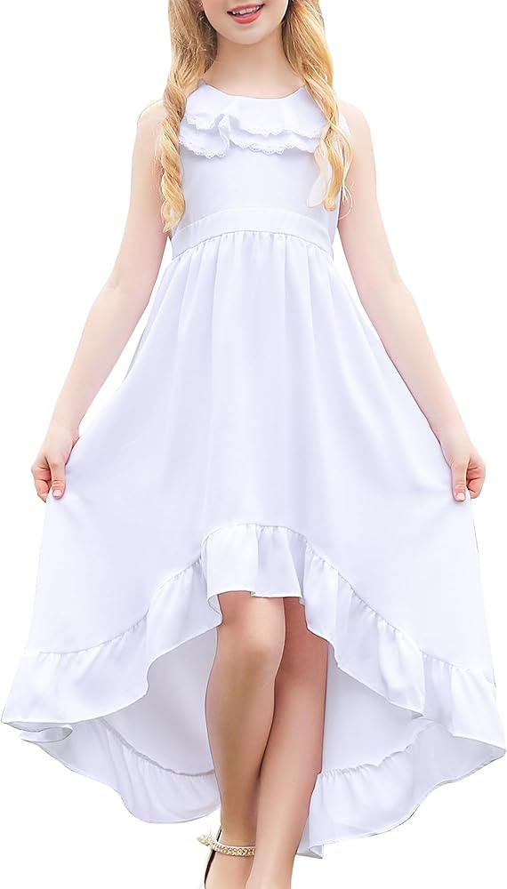 Vieille Boho Flower Girls Dress Halter Neck Chiffon Flowy Formal Dresses Size 5-12 Years