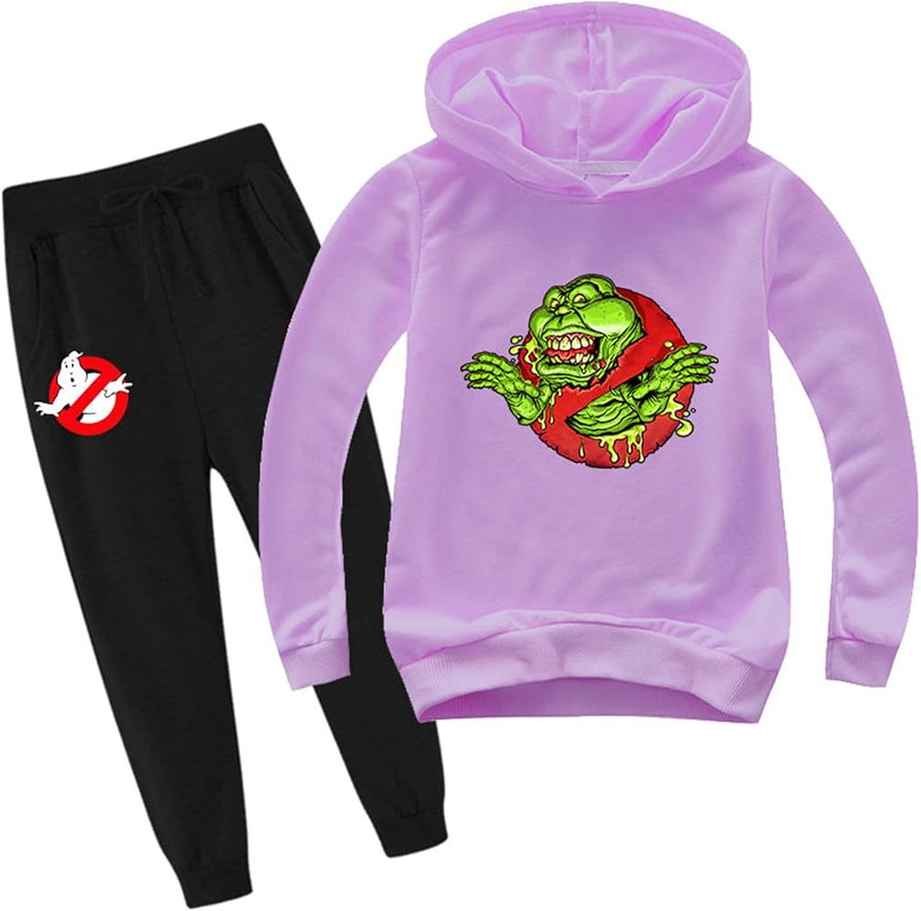 Unisex Children Ghostbusters Hoodie Pullover Sweatshirt and Jogger Pants Set,Kids Long Sleeve Outfit Casual Tracksuit