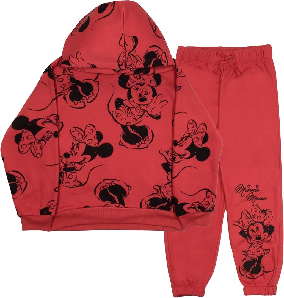 Disney Minnie Mouse and Lilo & Stitch Girls 2-Piece Set - Pullover Hoodie & Jogger Pants 2-Pack Bundle Set