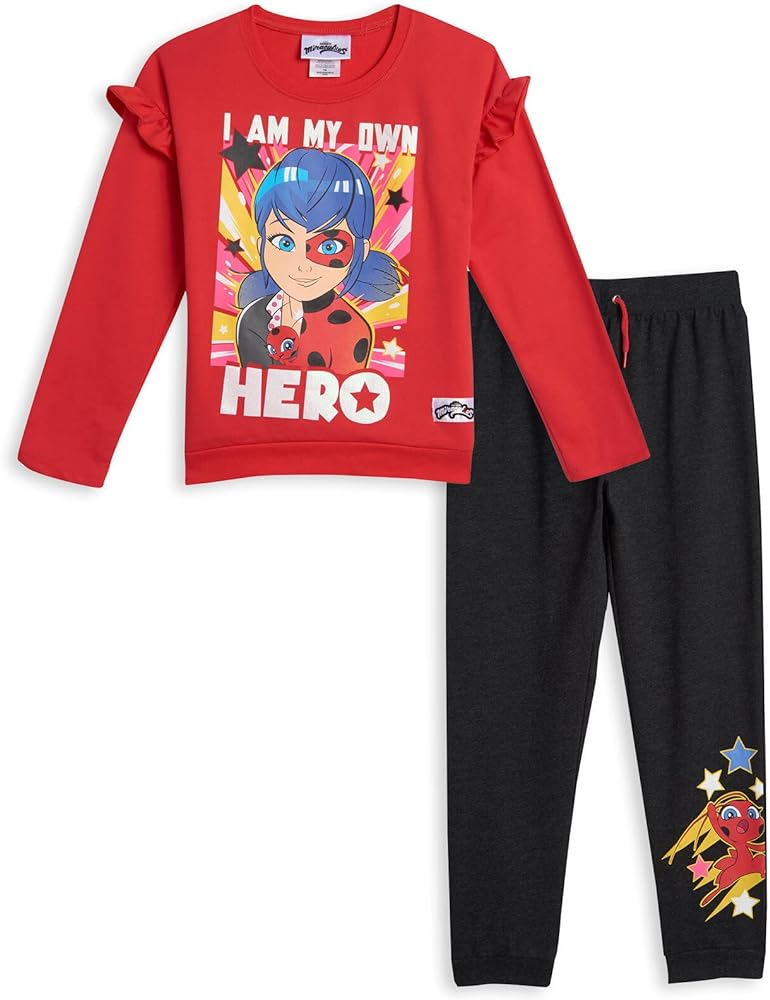 Miraculous Ladybug Ruffled High Low T-Shirt & French Terry Pant Set