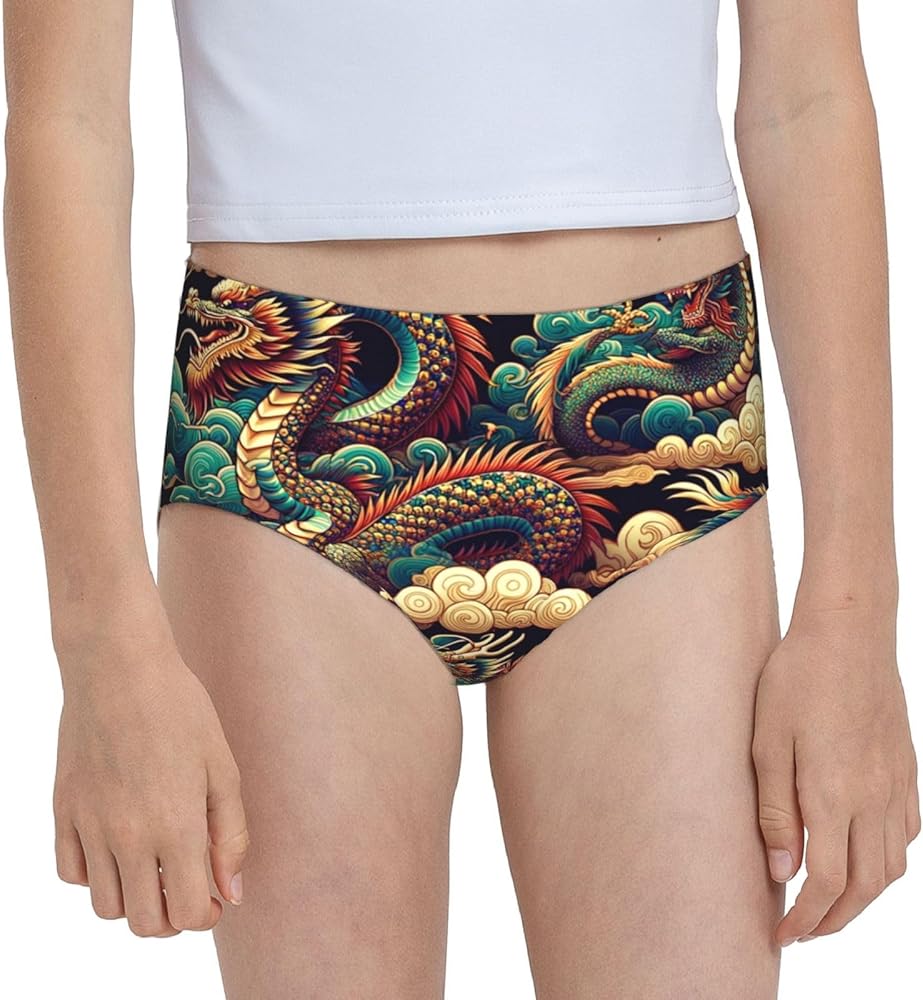 Augenstern Cotton Underwear Cloud-Dragon-China Girls'Briefs Soft Underpants