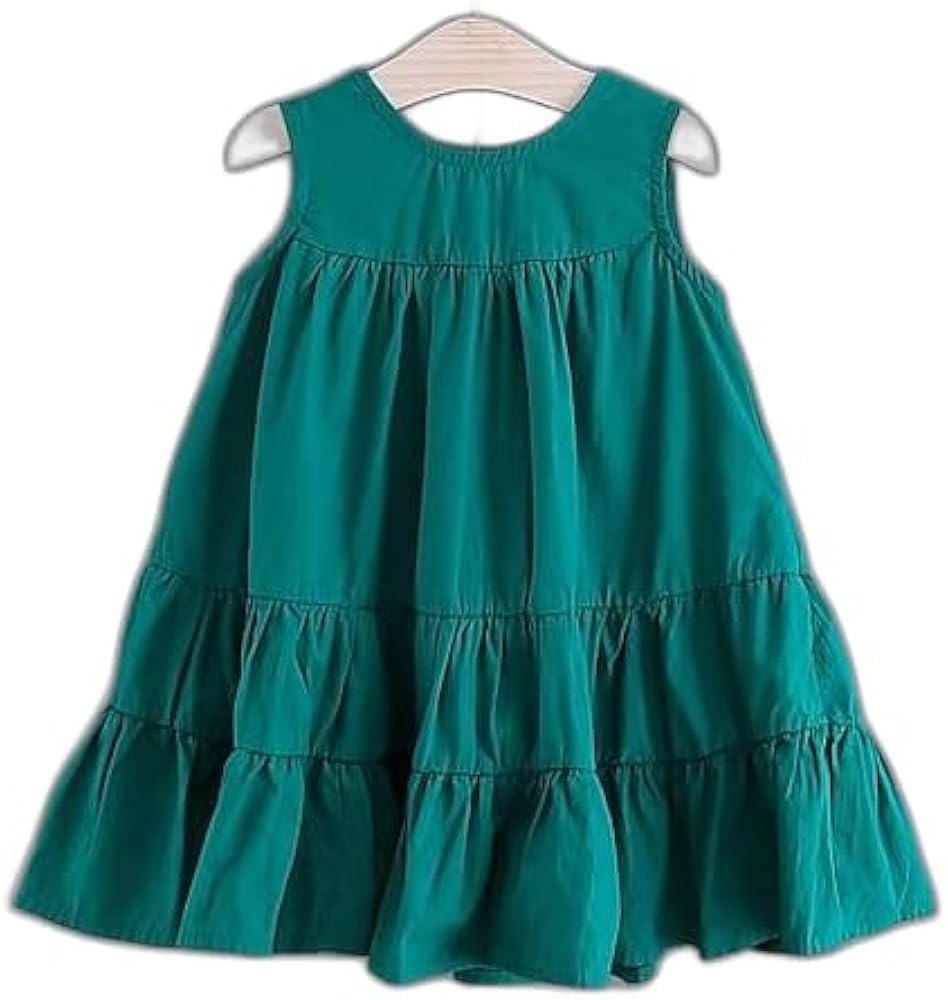 Kids Girls' Dress Solid Color Sleeveless Outdoor Active Daily Cotton Above Knee