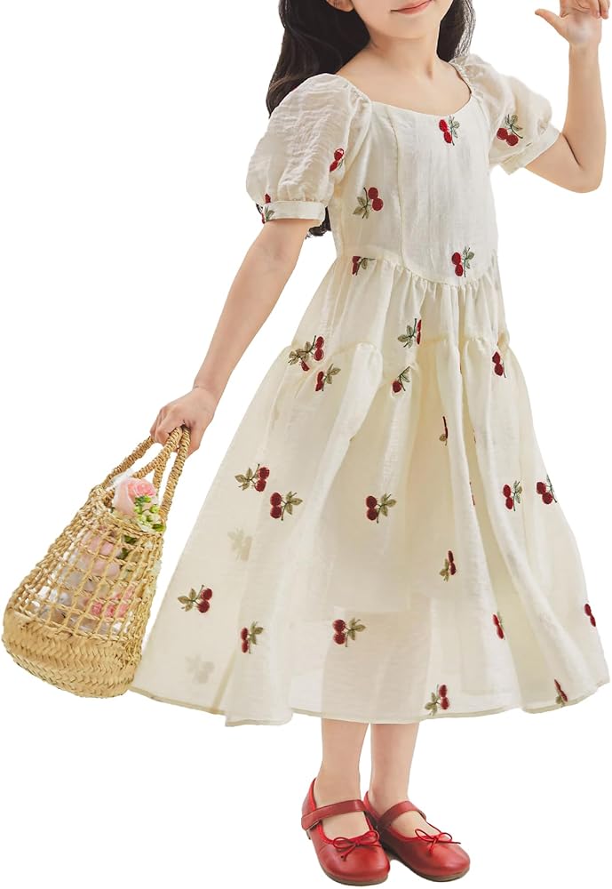 Girl Summer Dress, Girls Midi Dress for 3-14 Year Old