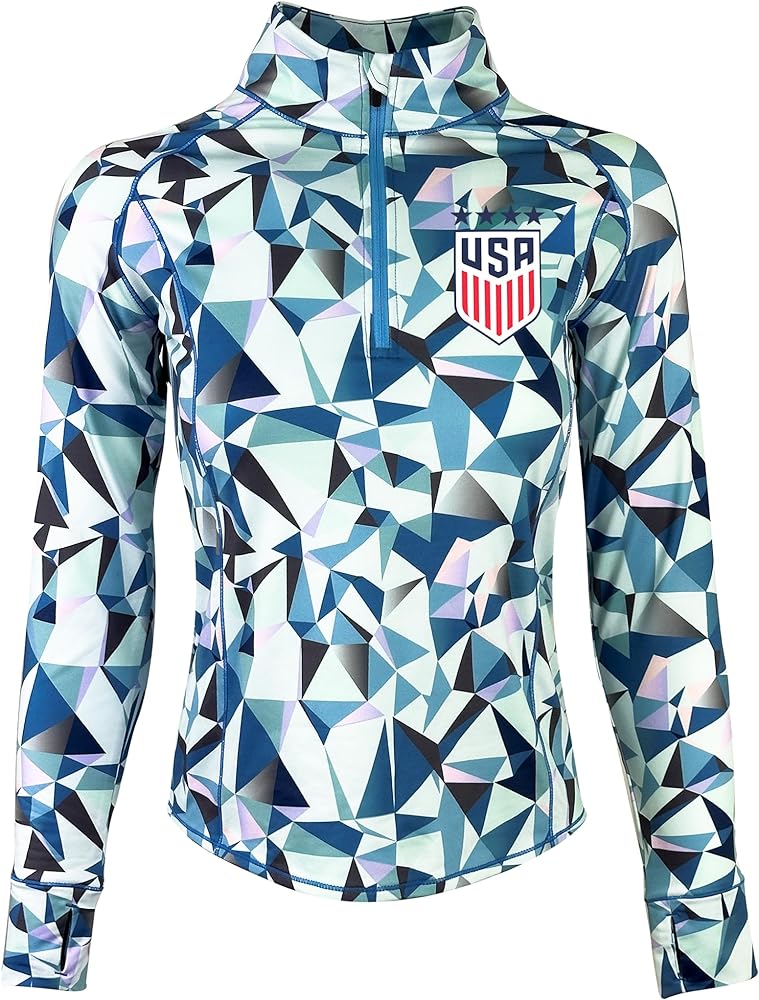 Icon Sports Officially Licensed Girl's U.S. Soccer Quarter Zip Jacket, USWNT Pullover Sweatshirt Youth Sizes