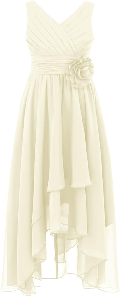 YiZYiF Flower Girl Dress for Junior Bridesmaid Dress Sleeveless Irregular Wedding Party Princess Dresses