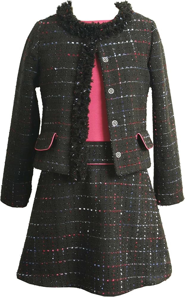 Bonnie Jean Big Girls' Boucle Jacket over Drop Waist Dress