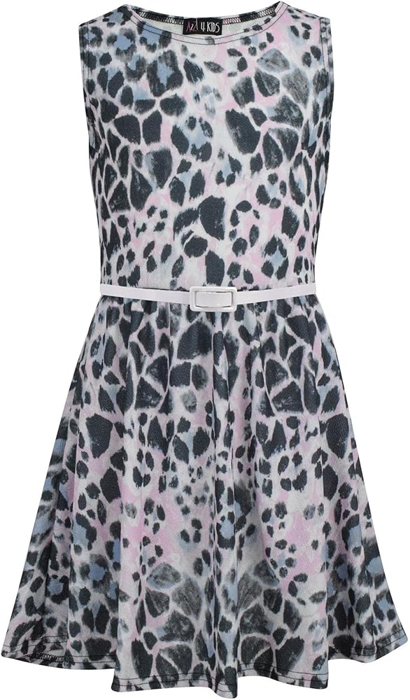 Kids Girls Skater Dress Sleeveless Leopard Print Party Fashion Summer Dresses