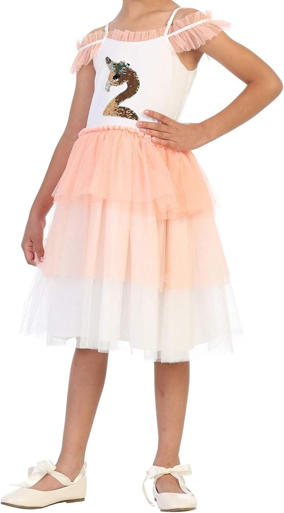 Flamingo-Corn Sequin Tutu Dress Flower Girl Dress Party Casual Dress for Girl