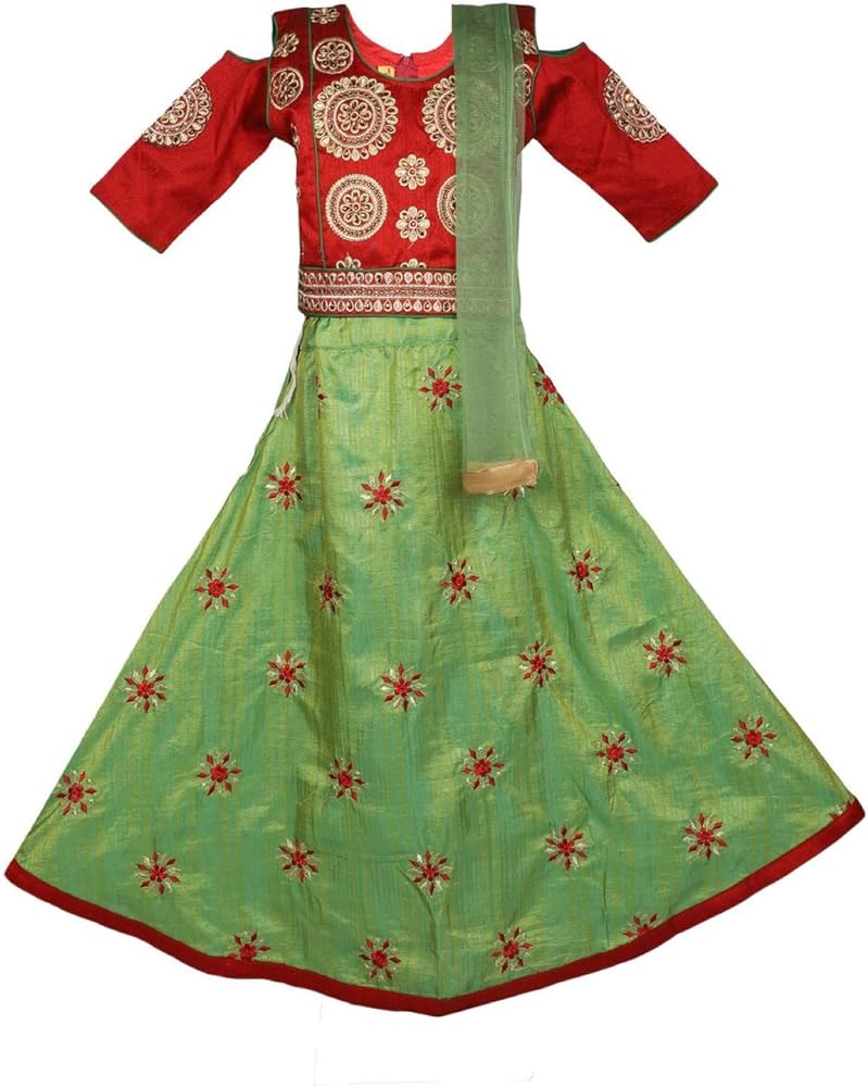 Ashwini Girl Polyester Embroidery Salwar Suit With Skirt