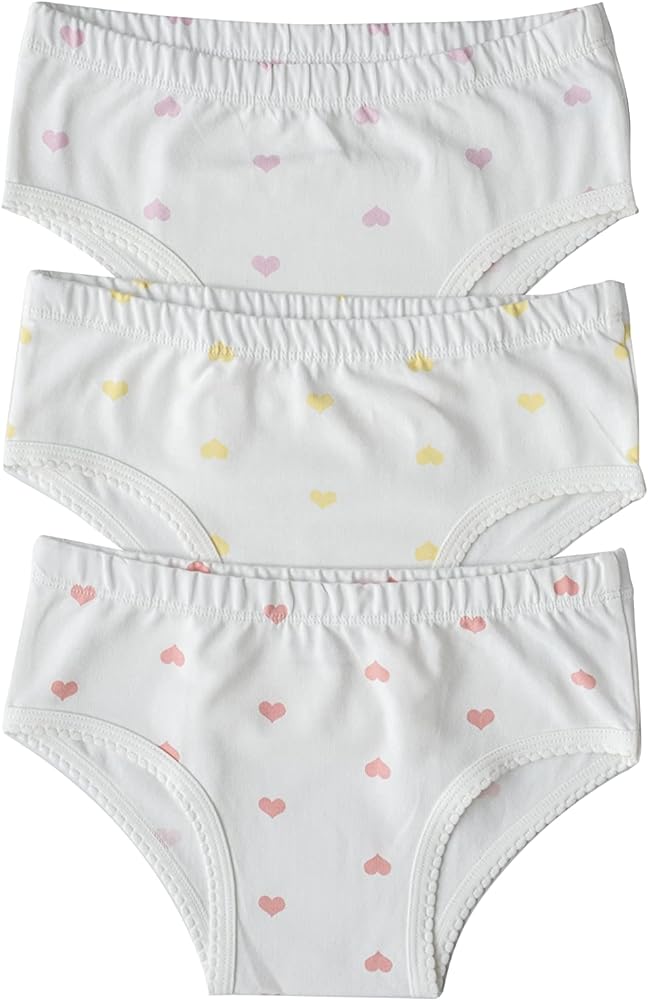 ORGANICKID Girls Organic Cotton Underwear GOTS Certified Kids Toddler Briefs Pack of 3