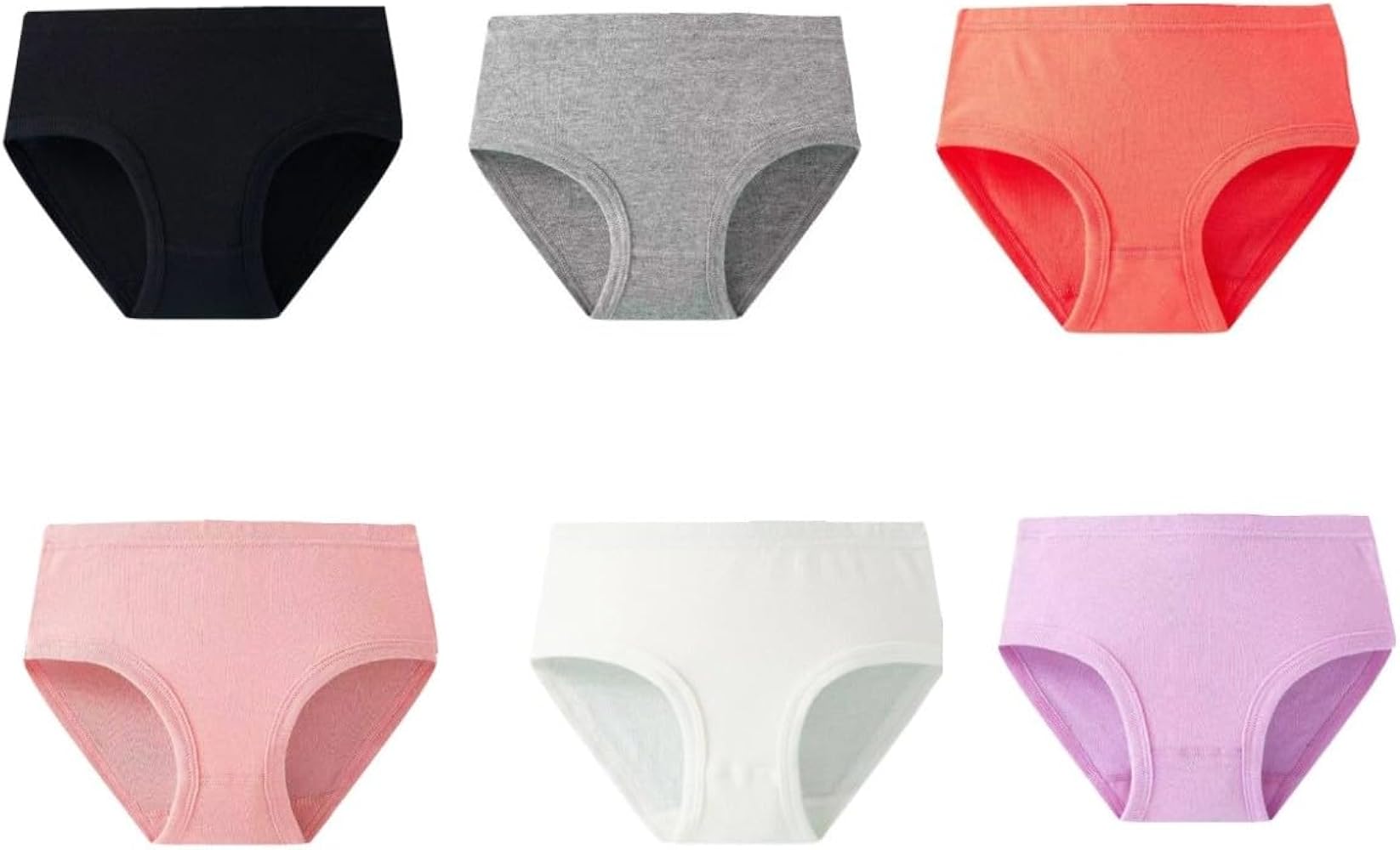 6 Pack Girls' Briefs Toddler Pure Cotton Panties Soft Underwear