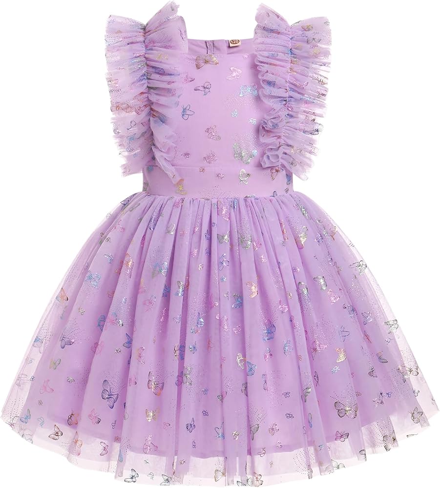 Girls Birthday Party Dress Butterfly Daisy Polka Dots Embroidery Princess Tulle Wedding Pageant Evening Gown