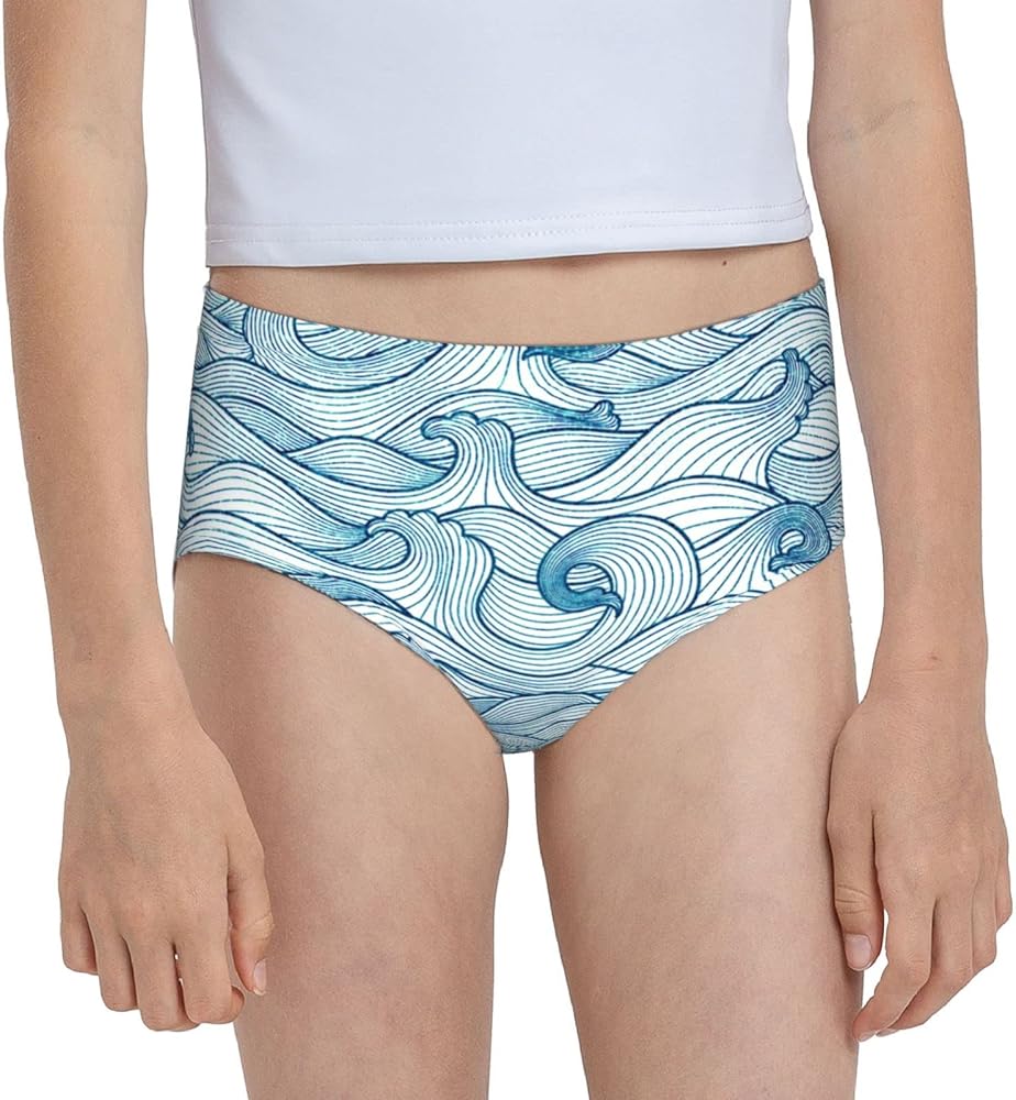 Augenstern Cotton Underwear Watercolor-Thin-Blue-Line Girls'Briefs Soft Underpants