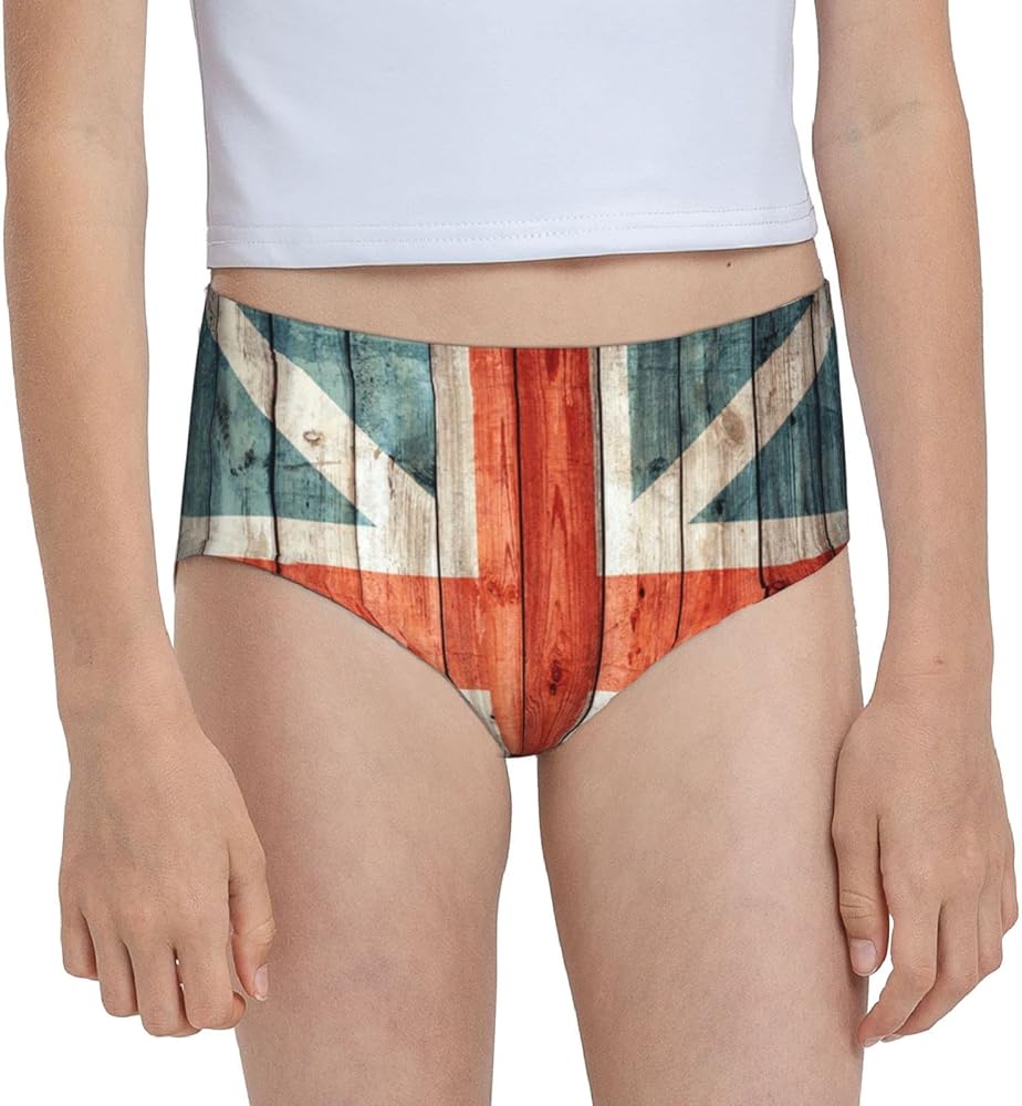 Augenstern Cotton Underwear England-Flag-Old-Wooden Girls'Briefs Soft Underpants