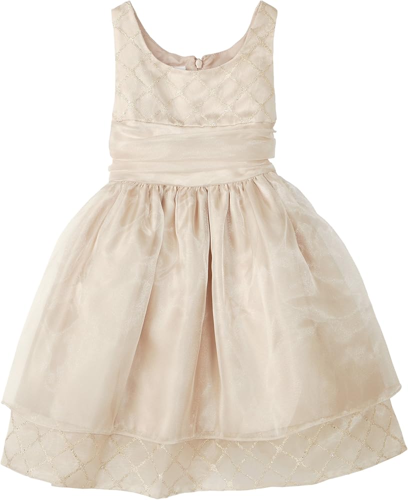 Bonnie Jean Little Girls' Gold Dress With Lattice Bodice