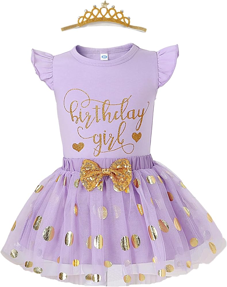 LYSMuch Girls Birthday Outfit Birthday Girls Shirt Princess Tutu Tulle Skirt Headband