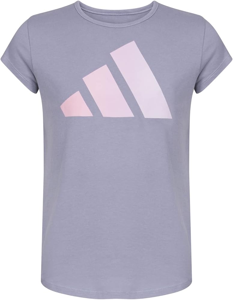 adidas Girls' Big Short Sleeve Essential Tee 23, Silver Violet, 10/12