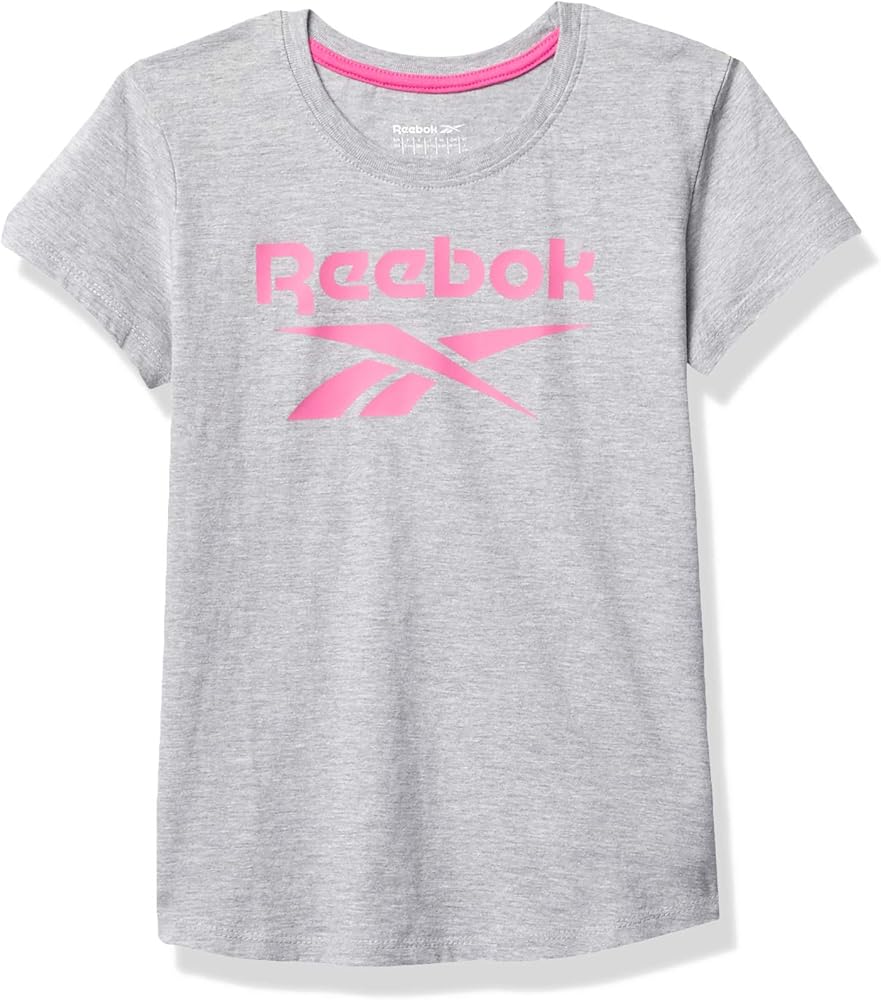 Reebok Girls' SS T-Shirts, LT HTHR Gry, 6