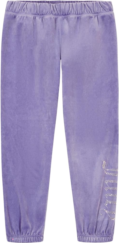 Juicy Couture Girls' Plush Velour Pant and Hoodie Sweatshirt Seperates, Jacaranda Jogger/Studs, 16