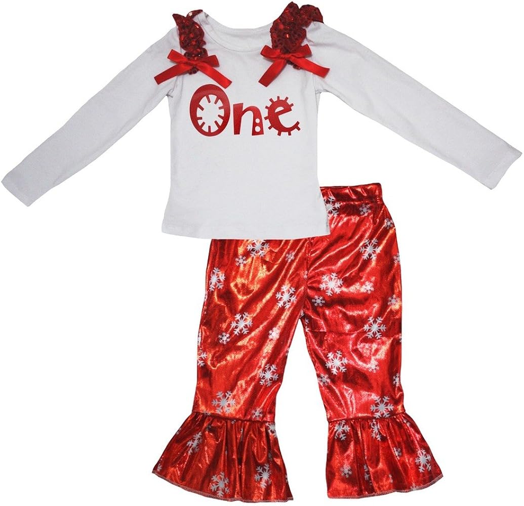 Petitebella Glitter One White Cotton L/s Shirt Red Snowflakes Pant Set 1-8y