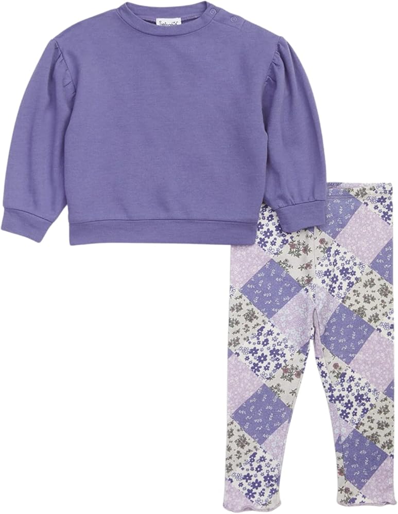 Splendid Girls Lavender Flowers Sweatshirt Set