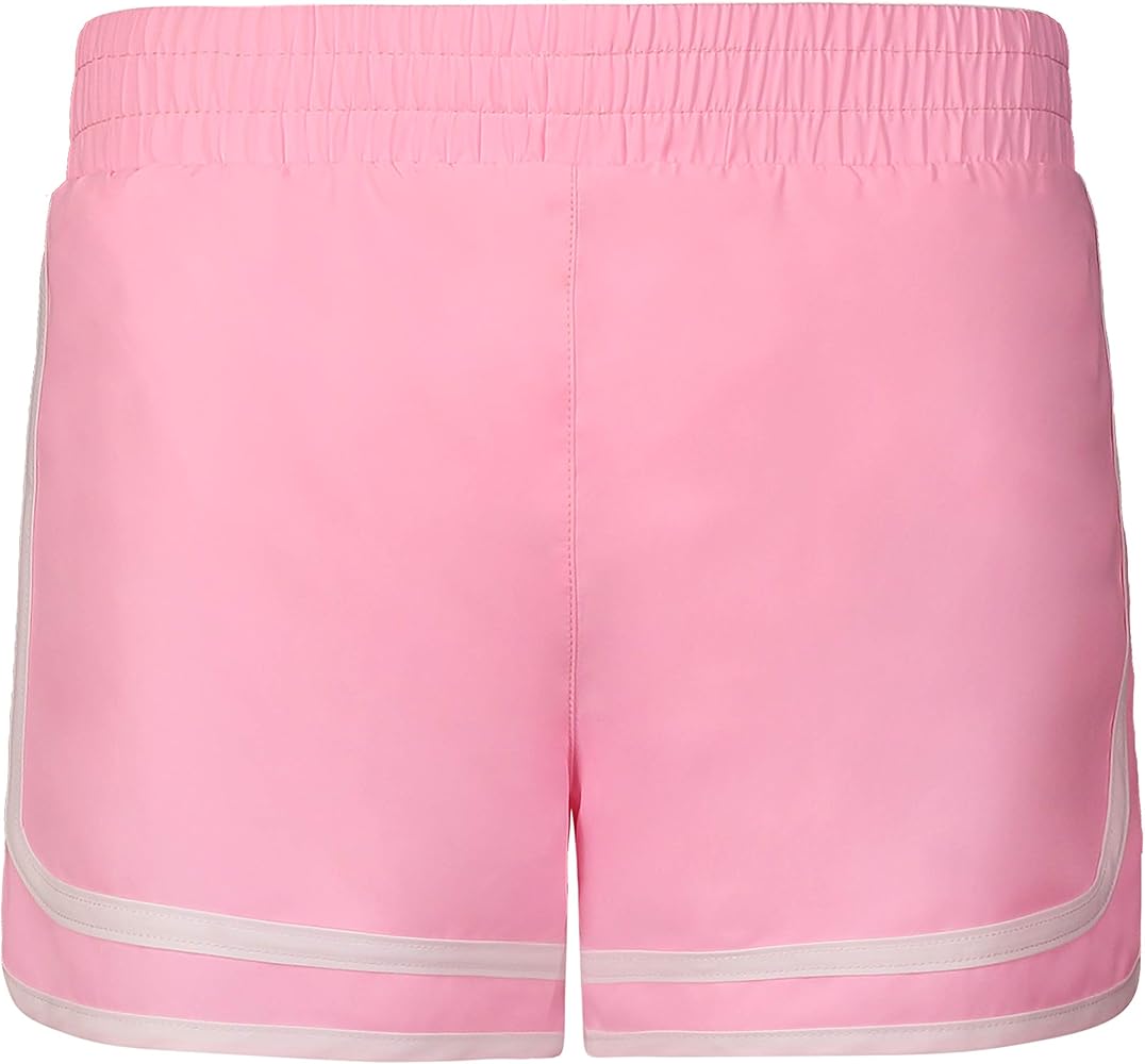 Champion Girls Woven and French Terry Basketball Shorts (Medium, Varsity Pink Candy-Woven)