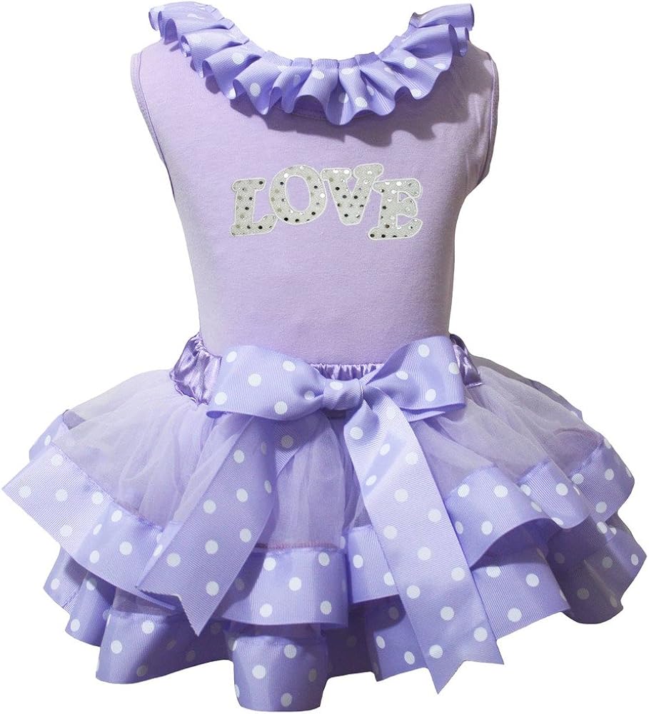 Petitebella Bling Love Lavender Shirt Dots Ribbon Petal Skirt Nb-8y