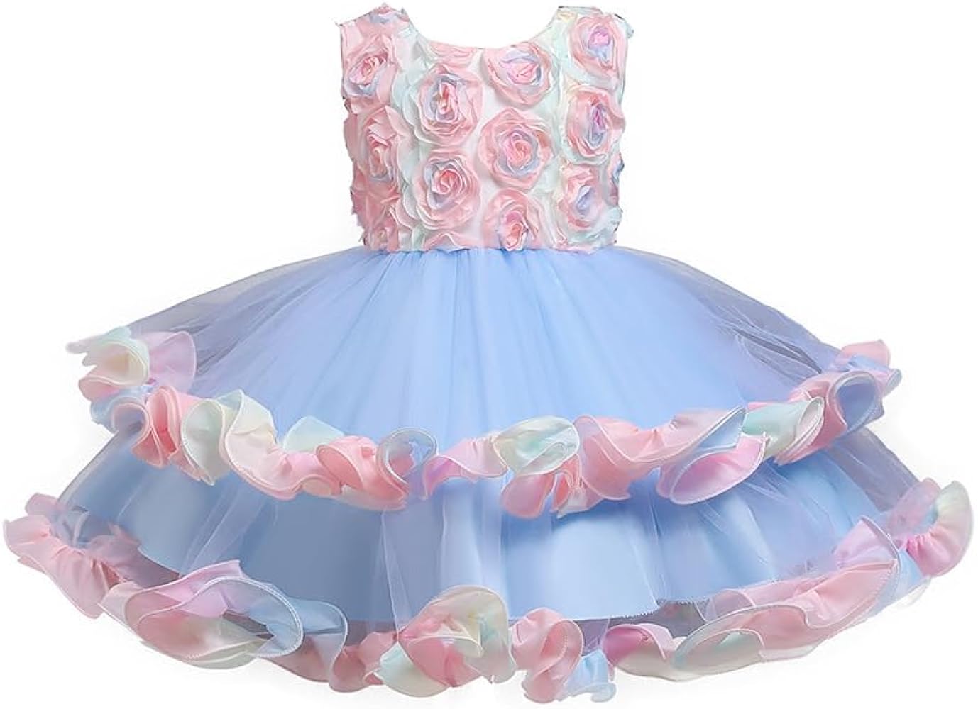 Quenny New Girls Dresses,Colorful Cake Puffy Dresses,Girls' lace mesh Princess Dresses.