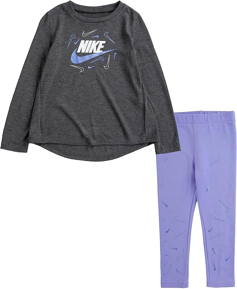 Nike Girl's Gradient Leggings Set (Little Kids) Charcoal 4 Little Kid