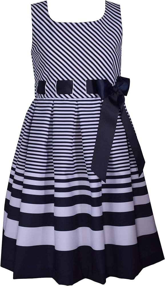 Bonnie Jean Toddler, Little and Big Girls 2T-16 Striped Nautical Navy Special Occasion Dress