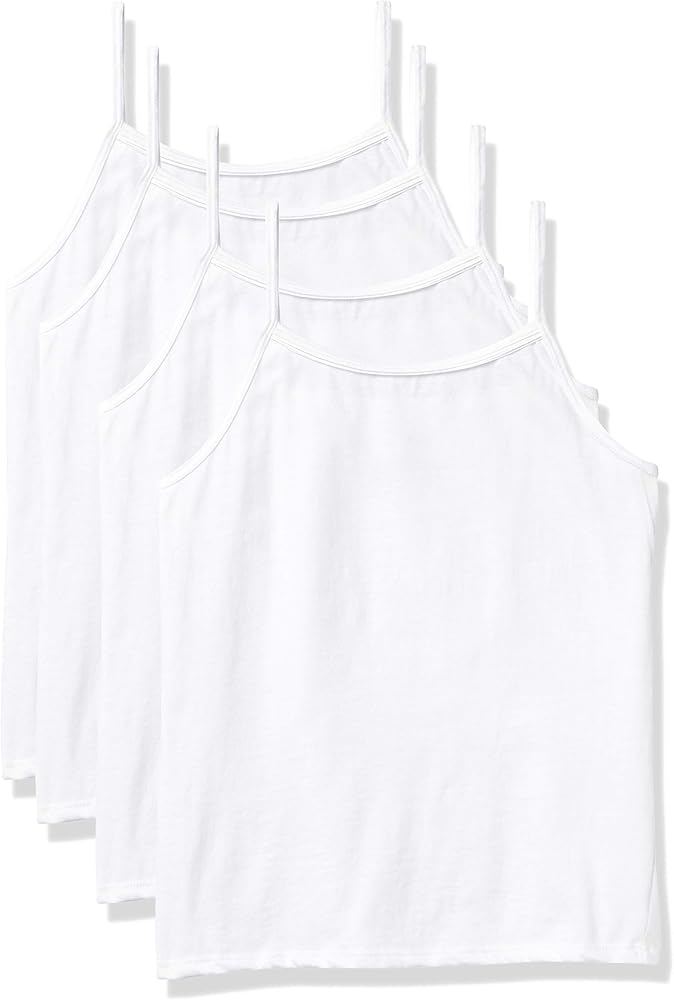 Hanes Girls Cami Tops, Ultimate EcoSmart Girls’ Camisoles, White 4-Pack