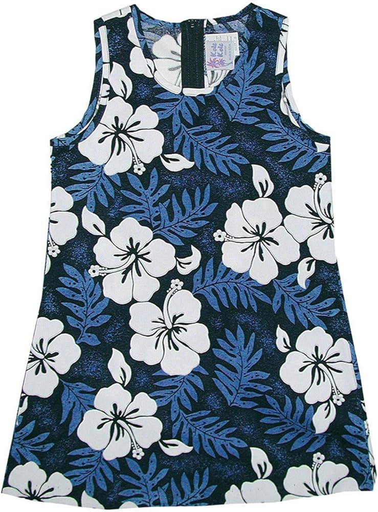 RJC Girl's White Hibiscus Fern Short Tank Hawaiian Dress