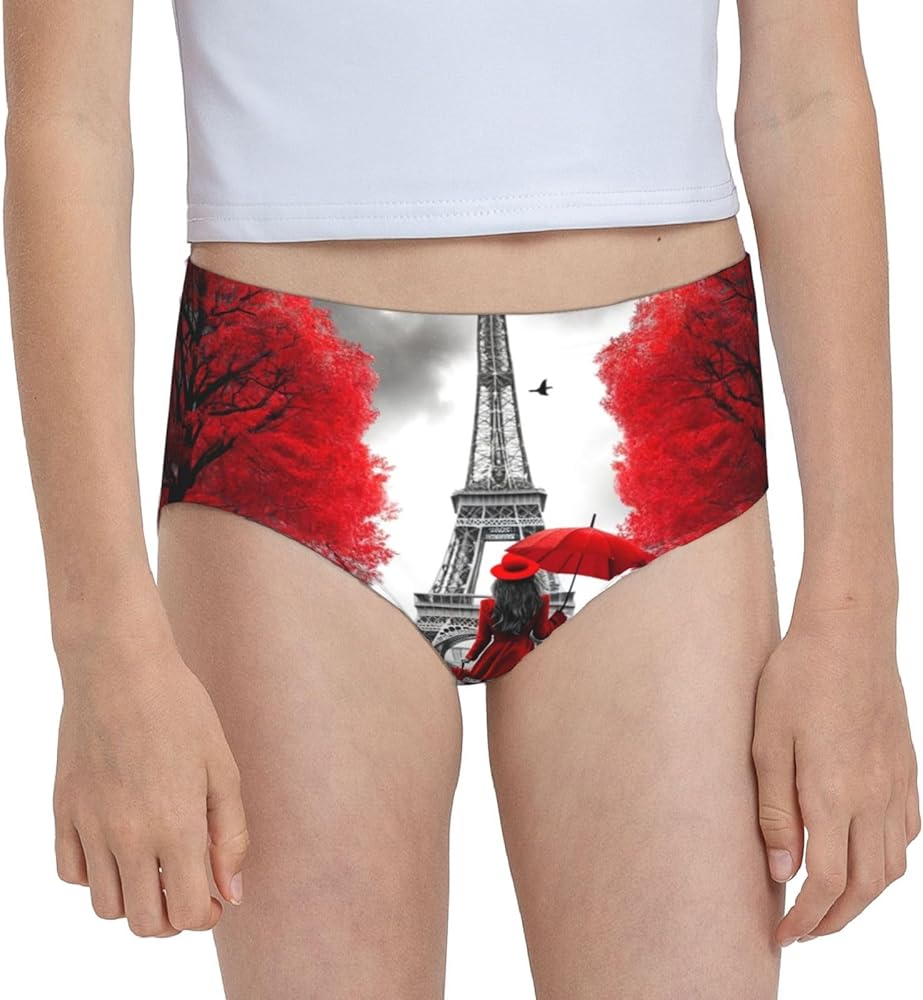 Augenstern Cotton Underwear Eiffel-Tower-Romantic-Red Girls'Briefs Soft Underpants