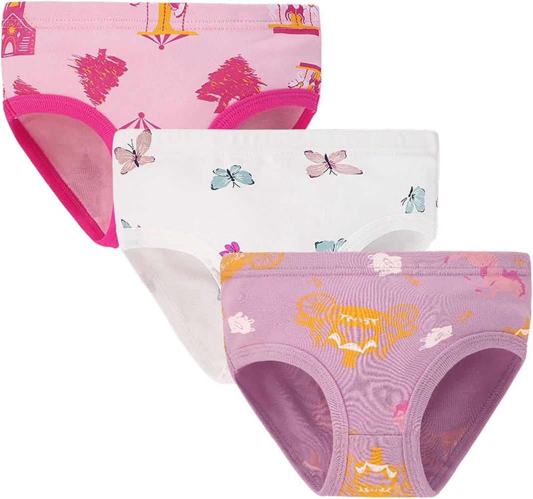 Underwear 7 Girls Underwear Cute Print Briefs Shorts Pants Underwear Trunks 3PCS （3） Kid Underwear Cotton