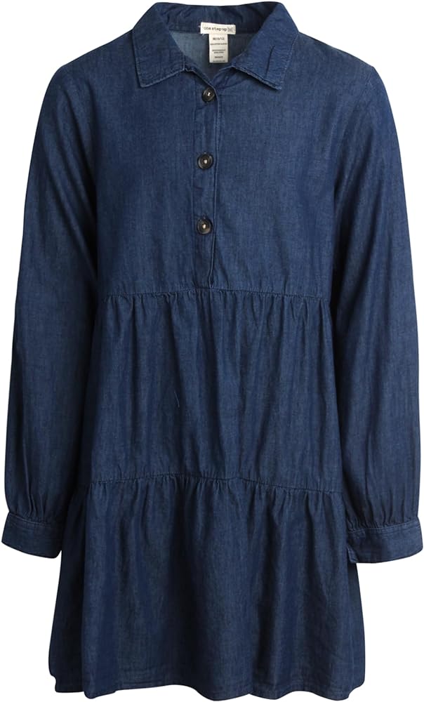 Girls' Dress - Lightweight Button Front Boho Denim Dress (7-16)