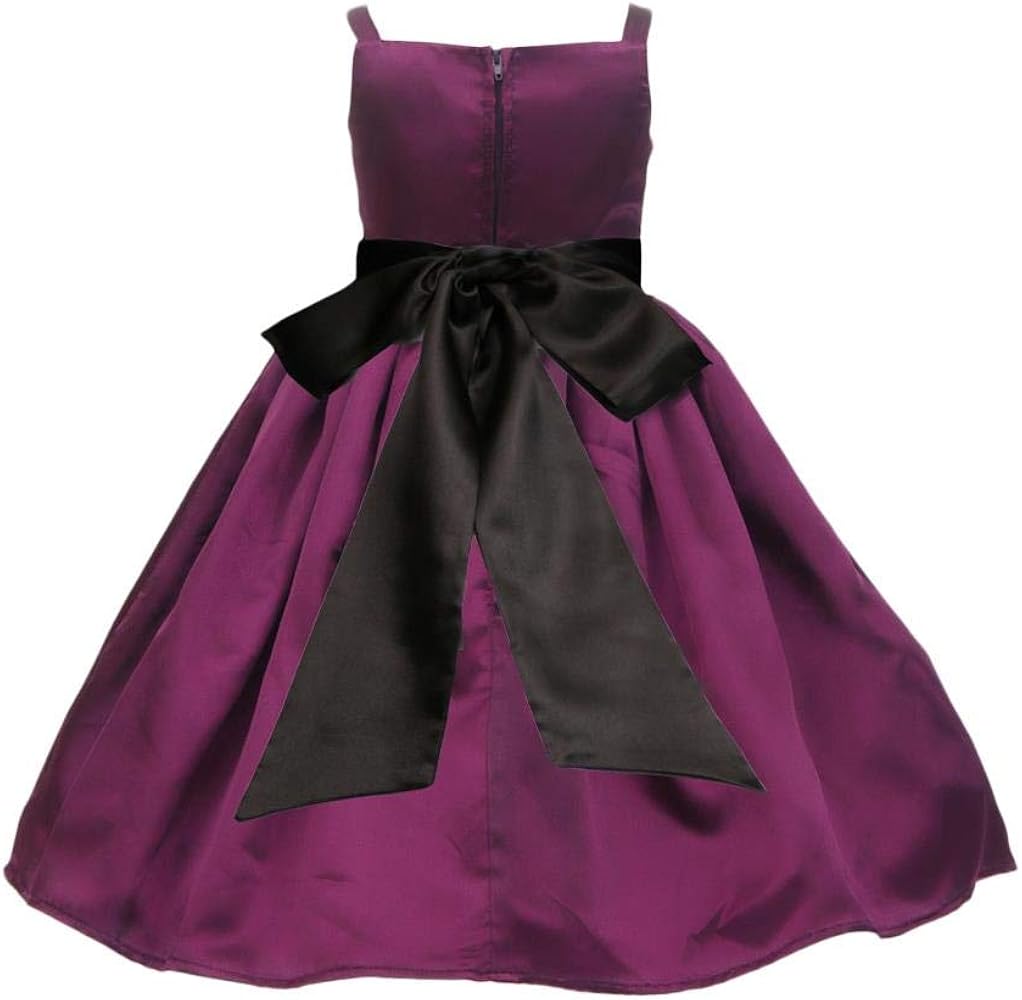 Pink Promise Girl's Plum Purple Spaghetti Straps Wedding Flower Girl Dress