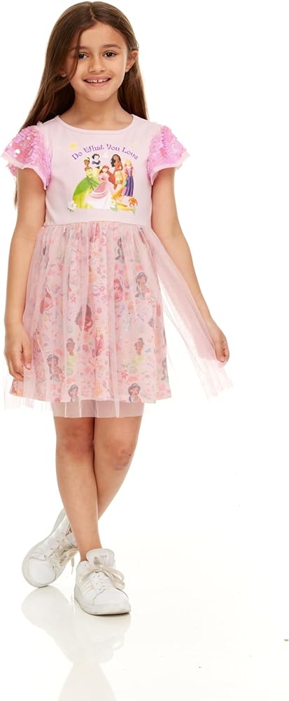 Disney Princess Sequin Sleeve Tulle Dress-Girls Sizes 2-6x