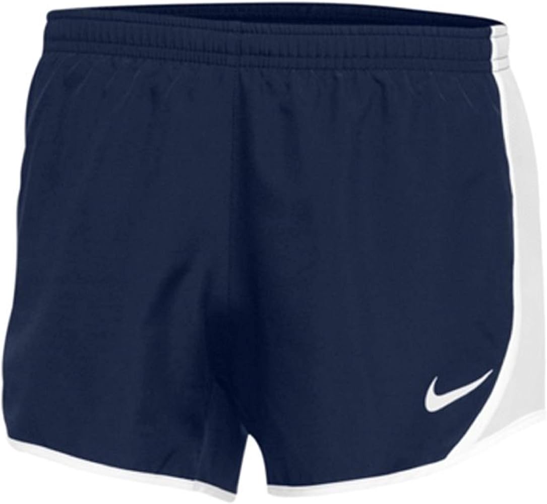 Nike Girls Dry Tempo Running Shorts (Small, Navy/White)