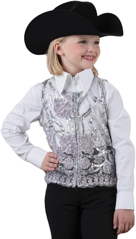 Rods Girls' Silver Lace Sequin Show Vest