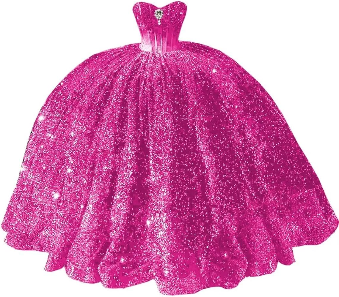 Mouccy Sparkly Beaded Sequin Quinceanera Dresses Puffy Prom Dresses Long Ball Gown Strapless Sweet 16 Dresses with Bow