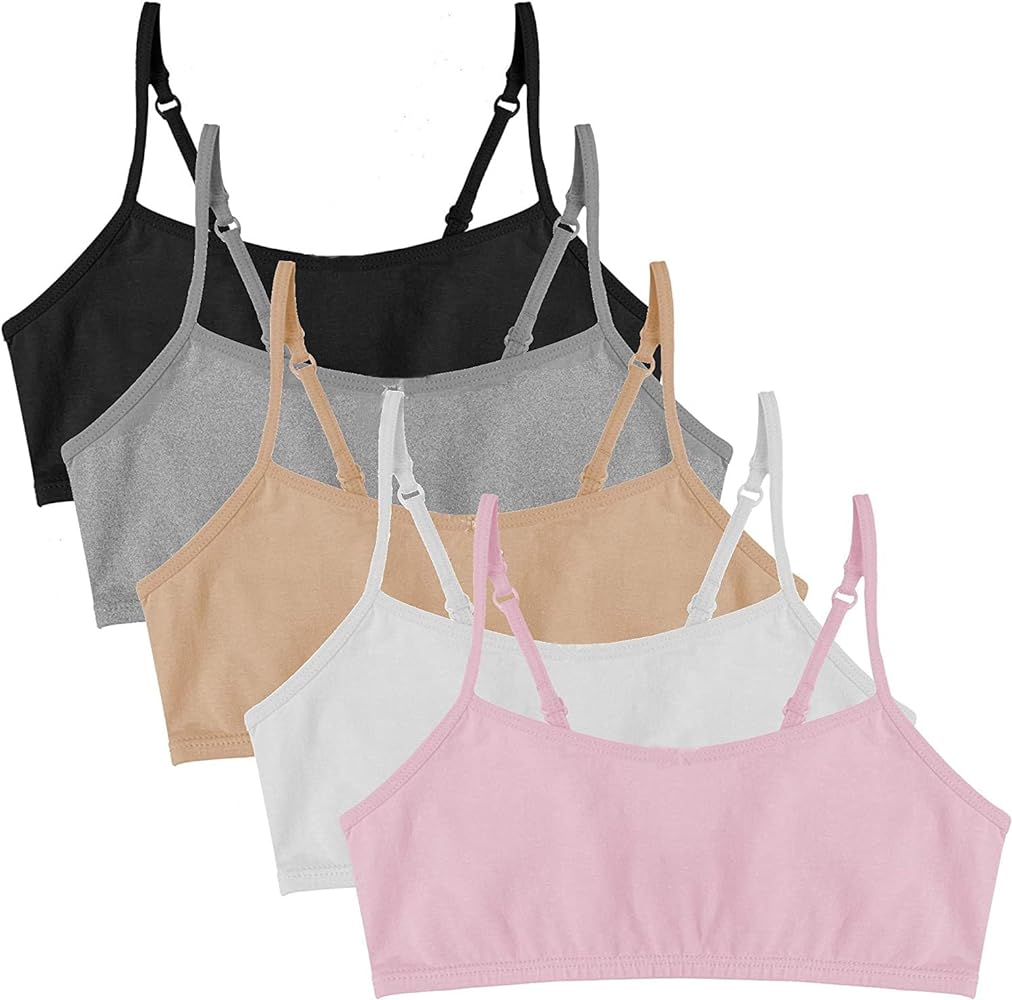 Popular Cotton Girls Training Bra - Crop Cami Training Bras for Girls with Adjustable Straps. Cotton Bra Pack.