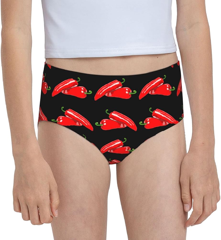 Augenstern Cotton Underwear Funny-Chili-Red-Peppers-Vegan Girls'Briefs Soft Underpants