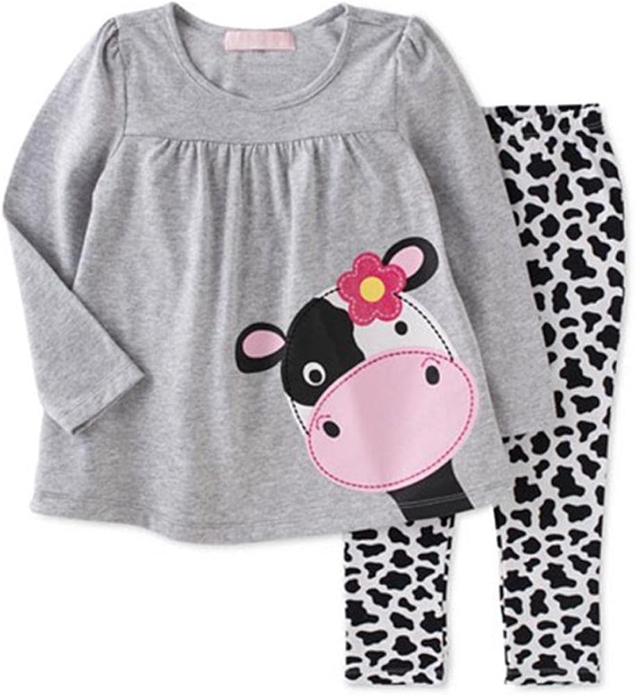 Toddler Boys Girls Unisex Cotton 2-Piece Long-Sleeve Shirts and Pants Playwear Set