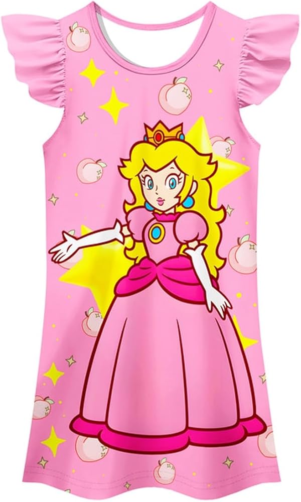 JAZZMAD Cute Princess Flutter Sleeve Dress for Kids Casual Playwear Toddler Girls 3-8Y