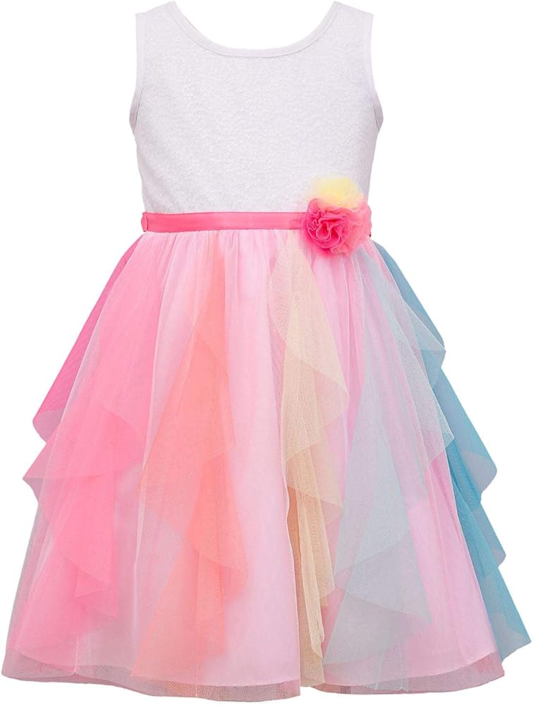 Jessica Ann Girls Cascade Dress - Rainbow 12M