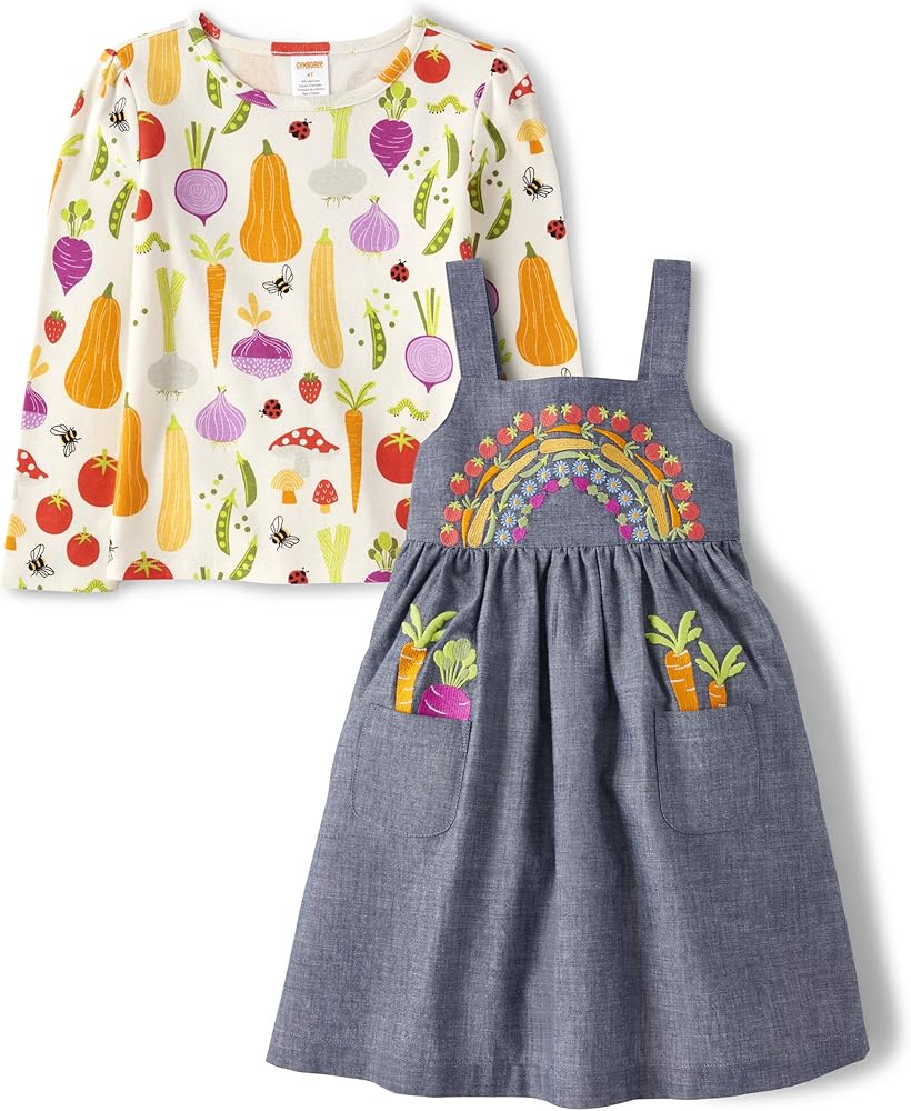 Gymboree Girls' Overall Skirt and Shirt, Matching Toddler Outfit