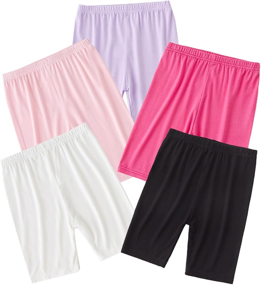 5 Pack of Girls Capri Leggings Summer Knee-Length Pants Cotton Spandex Solid Soft Leggings Dance Short