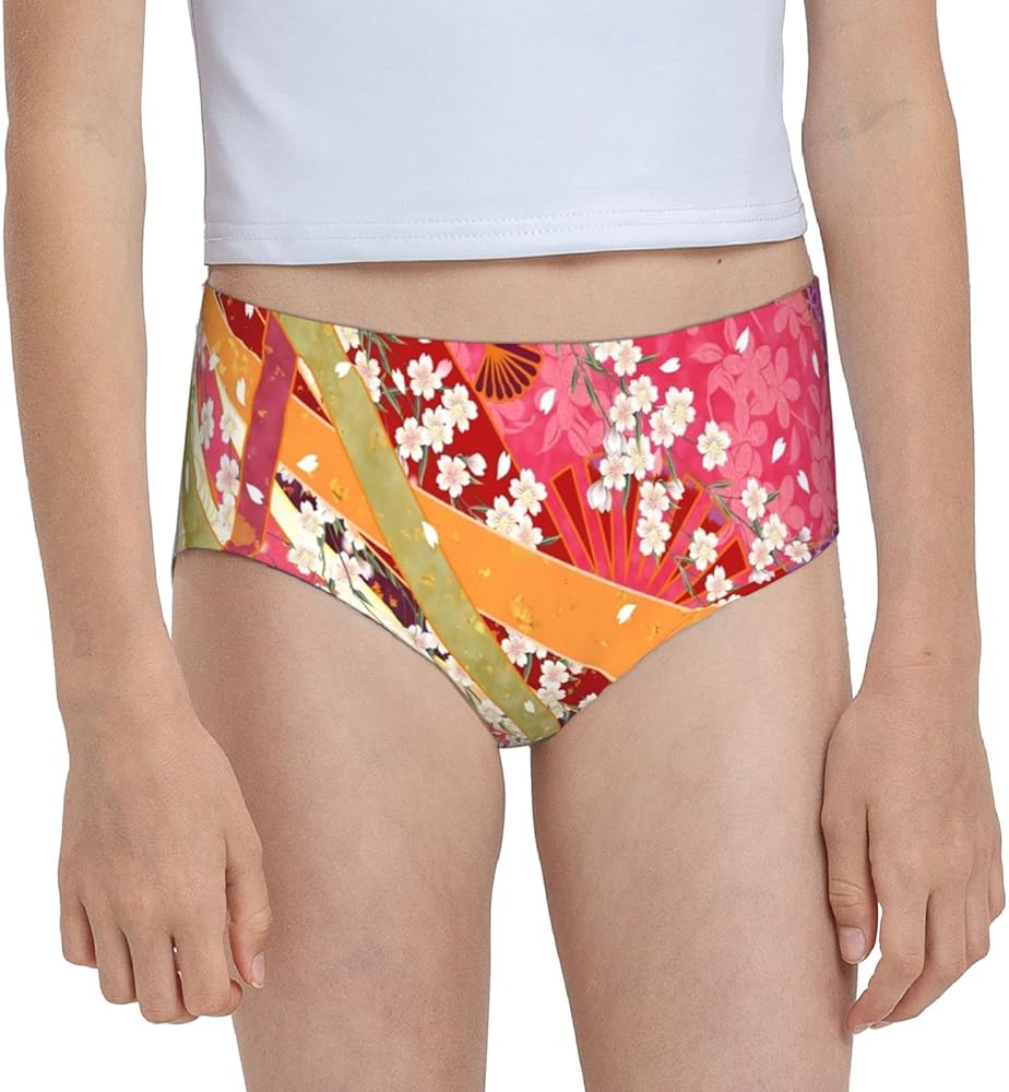 Augenstern Cotton Underwear Japanese-Pink-Cherry-Blossom Girls'Briefs Soft Underpants